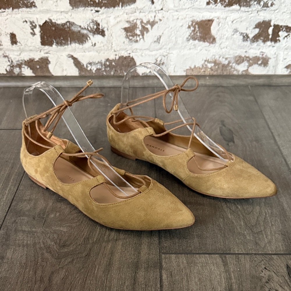 Loeffler Randall Ambra Tan Suede Lace-Up Flats